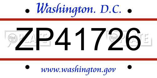 ZP41726 District Of Columbia License Plate
