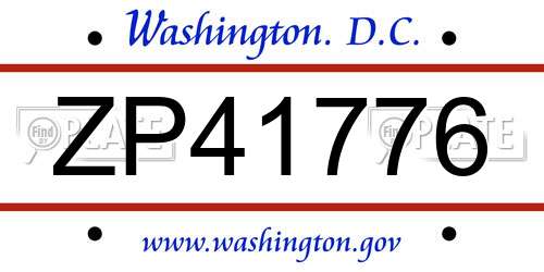 ZP41776 District Of Columbia License Plate