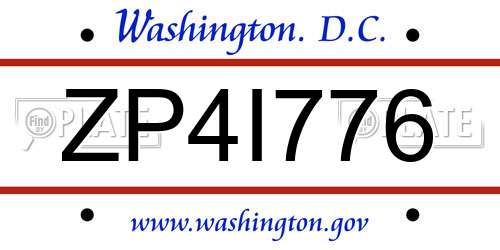 ZP4I776 District Of Columbia License Plate