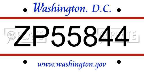 ZP55844 District Of Columbia License Plate