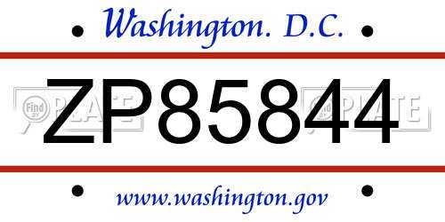 ZP85844 District Of Columbia License Plate
