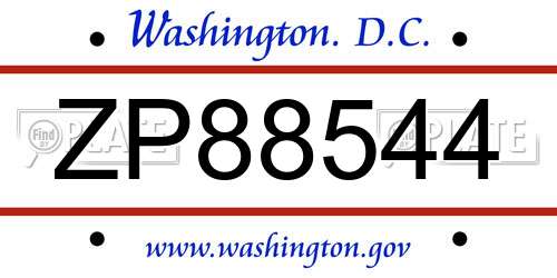 ZP88544 District Of Columbia License Plate