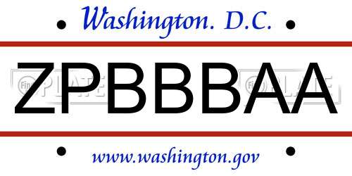 ZPBBBAA District Of Columbia License Plate