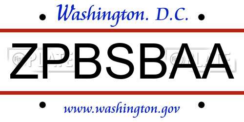 ZPBSBAA District Of Columbia License Plate
