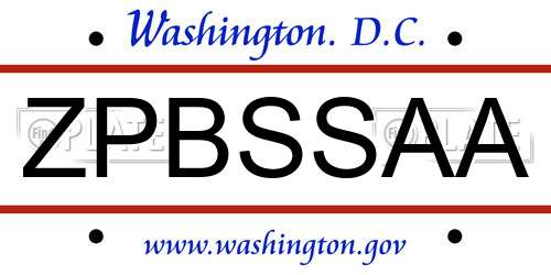 ZPBSSAA District Of Columbia License Plate