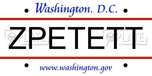 ZPETETT District Of Columbia License Plate