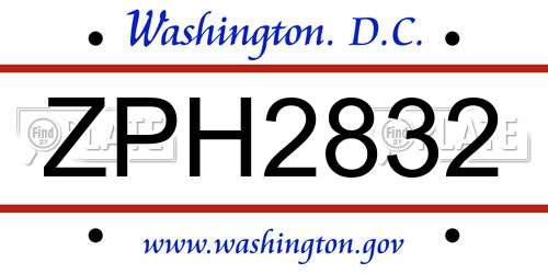 ZPH2832 District Of Columbia License Plate