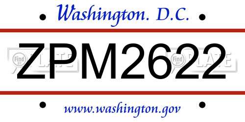 ZPM2622 District Of Columbia License Plate