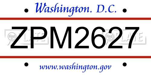 ZPM2627 District Of Columbia License Plate