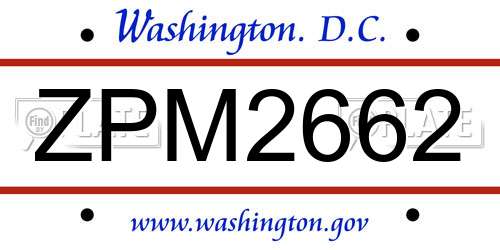 ZPM2662 District Of Columbia License Plate