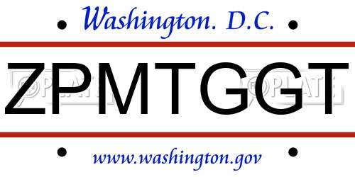 ZPMTGGT District Of Columbia License Plate