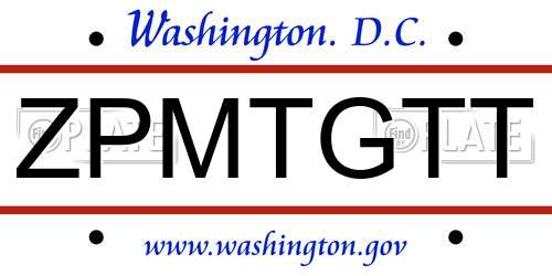ZPMTGTT District Of Columbia License Plate