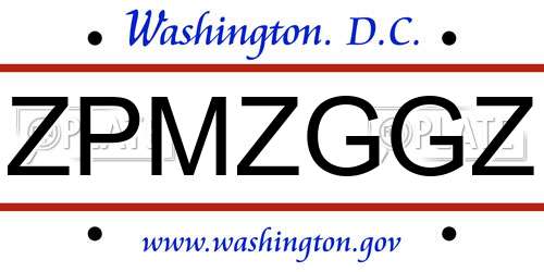 ZPMZGGZ District Of Columbia License Plate