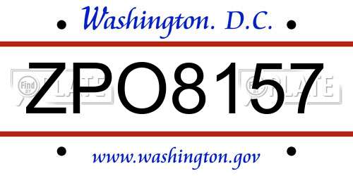 ZPO8157 District Of Columbia License Plate