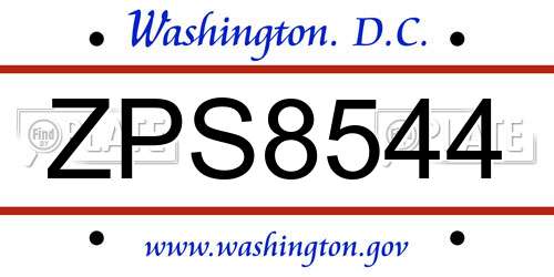 ZPS8544 District Of Columbia License Plate