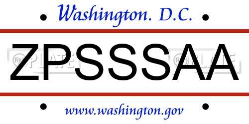 ZPSSSAA District Of Columbia License Plate