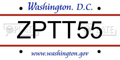 ZPTT55 District Of Columbia License Plate