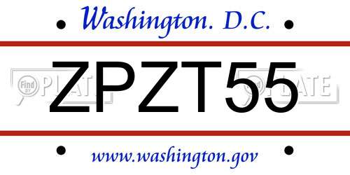 ZPZT55 District Of Columbia License Plate