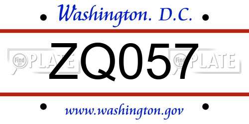 ZQ057 District Of Columbia License Plate