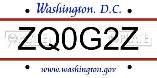 ZQ0G2Z District Of Columbia License Plate