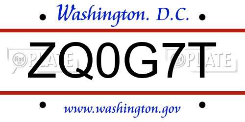 ZQ0G7T District Of Columbia License Plate
