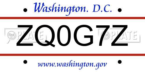 ZQ0G7Z District Of Columbia License Plate