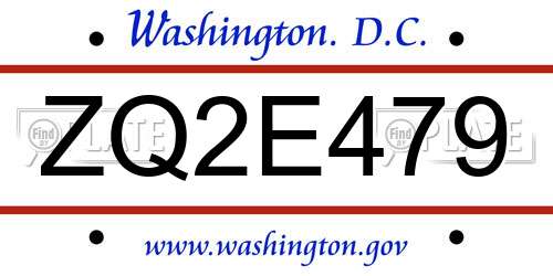 ZQ2E479 District Of Columbia License Plate
