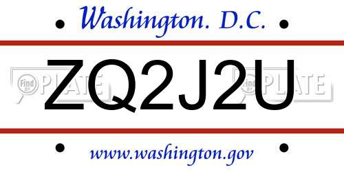 ZQ2J2U District Of Columbia License Plate