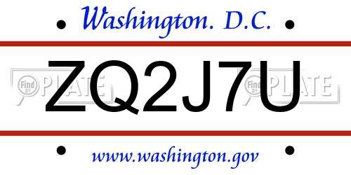 ZQ2J7U District Of Columbia License Plate