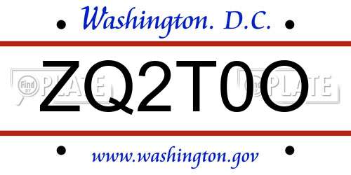 ZQ2T0O District Of Columbia License Plate