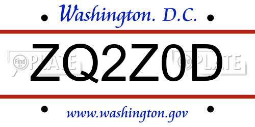 ZQ2Z0D District Of Columbia License Plate