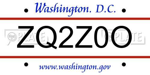 ZQ2Z0O District Of Columbia License Plate