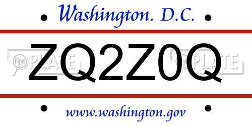 ZQ2Z0Q District Of Columbia License Plate
