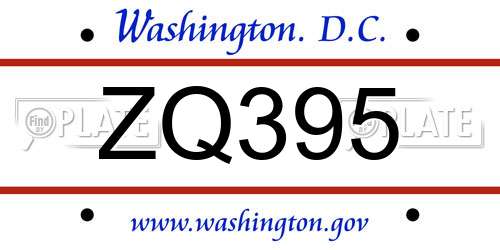 ZQ395 District Of Columbia License Plate