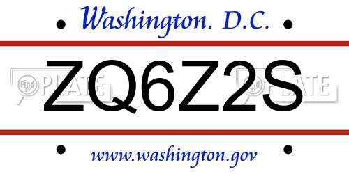 ZQ6Z2S District Of Columbia License Plate