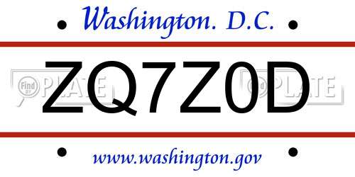 ZQ7Z0D District Of Columbia License Plate