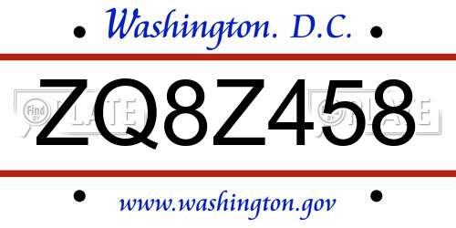 ZQ8Z458 District Of Columbia License Plate