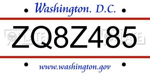 ZQ8Z485 District Of Columbia License Plate