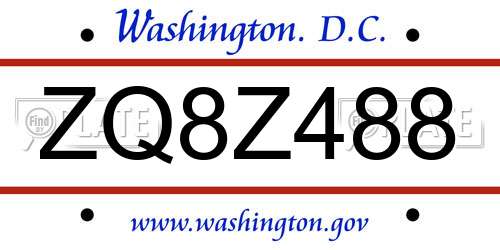 ZQ8Z488 District Of Columbia License Plate