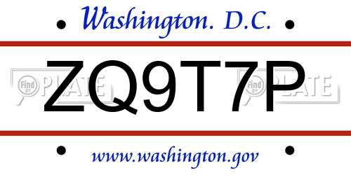 ZQ9T7P District Of Columbia License Plate
