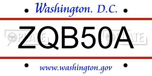 ZQB50A District Of Columbia License Plate