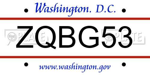ZQBG53 District Of Columbia License Plate