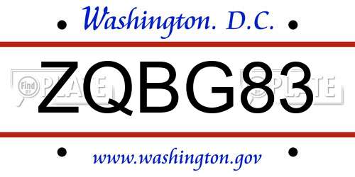 ZQBG83 District Of Columbia License Plate