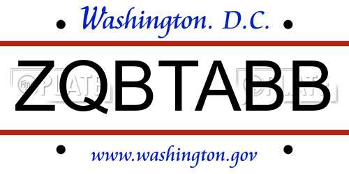 ZQBTABB District Of Columbia License Plate