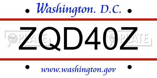ZQD40Z District Of Columbia License Plate