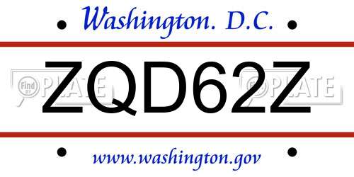 ZQD62Z District Of Columbia License Plate