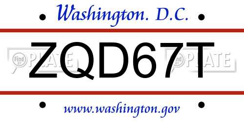 ZQD67T District Of Columbia License Plate