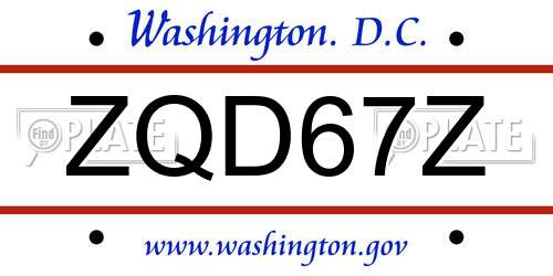 ZQD67Z District Of Columbia License Plate