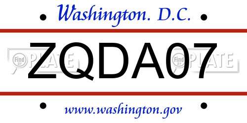 ZQDA07 District Of Columbia License Plate