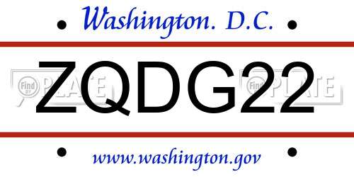 ZQDG22 District Of Columbia License Plate